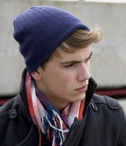 Result Cotton Knitted Beanie - Navy (RC074)