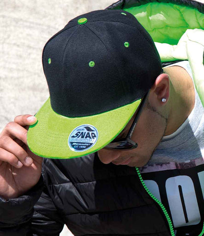 Result Contrast Bronx Snapback Cap - Black/Lime Green (RC082)