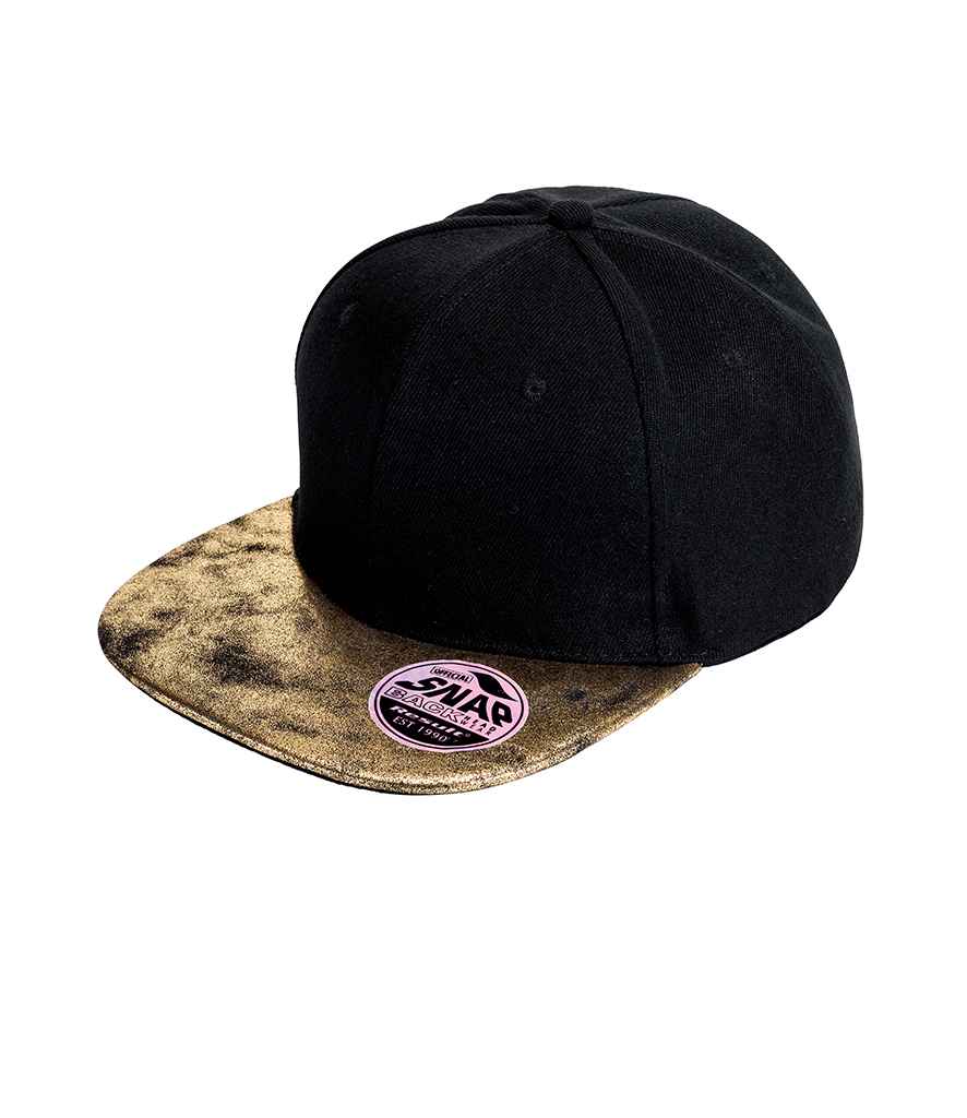 Result Bronx Glitter Snapback Cap - Black/Gold (RC087)