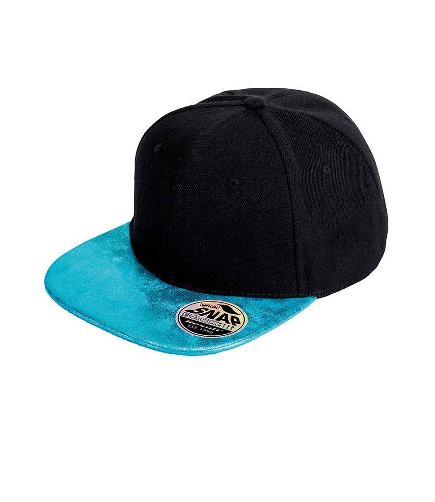 Result Bronx Glitter Snapback Cap - Black/Turquoise Blue (RC087)