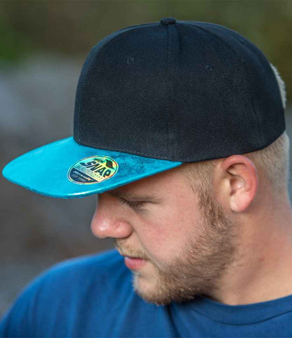 Result Bronx Glitter Snapback Cap - Black/Turquoise Blue (RC087)