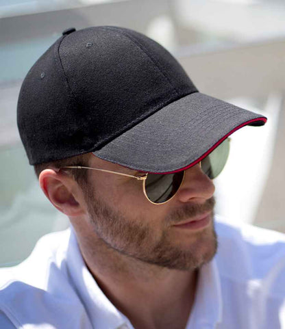 Result Memphis Sandwich Peak Cap - Black/Red (RC091)