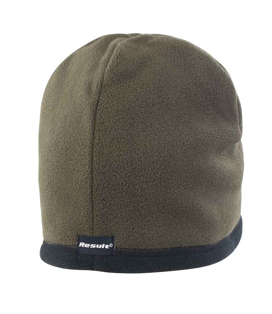 Result Reversible Micro Fleece Bob Hat - Olive Green/Black (RC142)