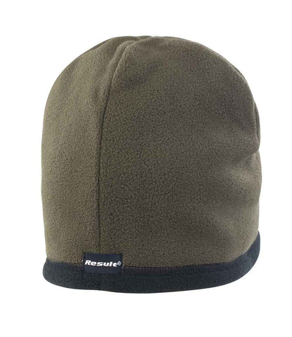 Result Reversible Micro Fleece Bob Hat - Olive Green/Black (RC142)