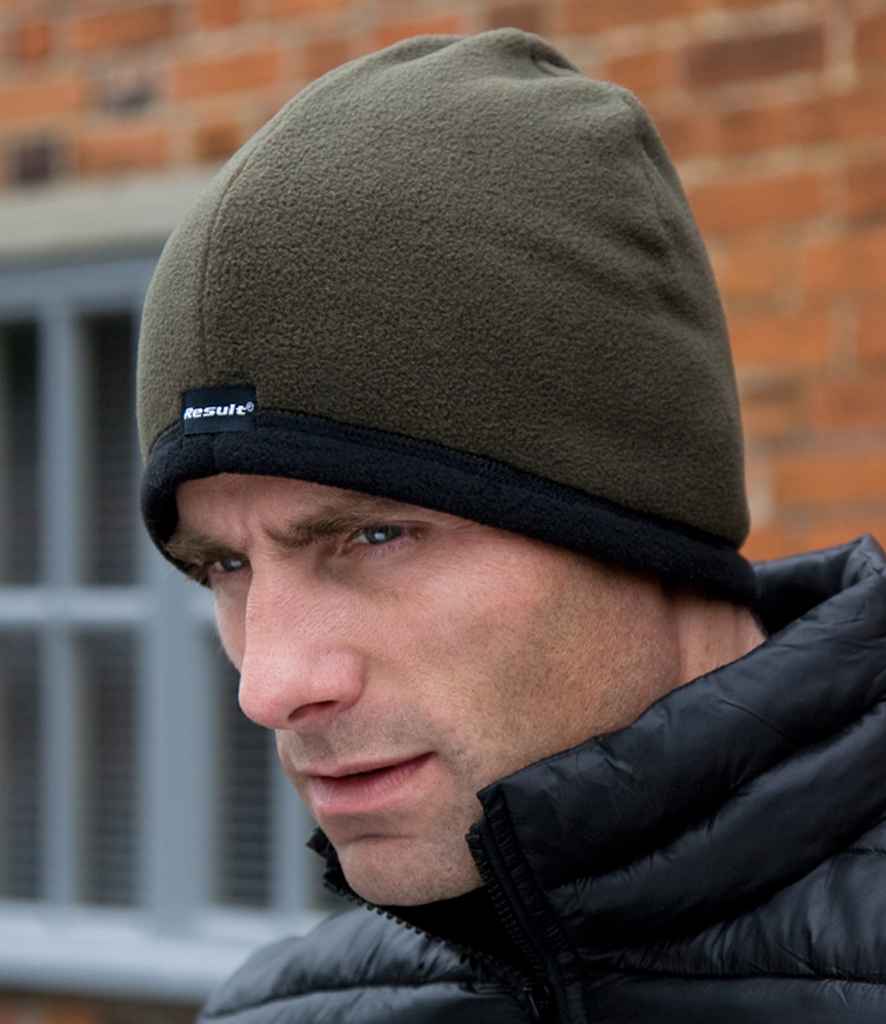 Result Reversible Micro Fleece Bob Hat - Olive Green/Black (RC142)
