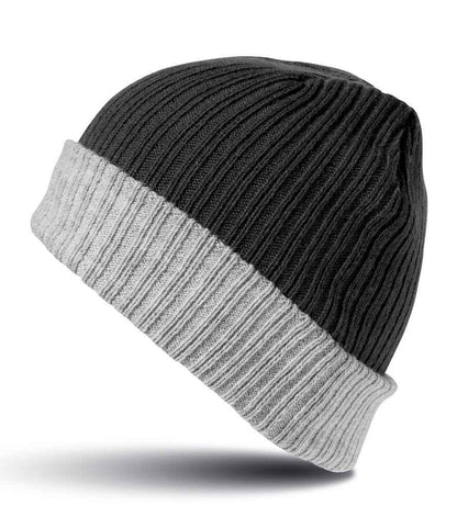 Result Double Layer Knitted Hat - Black/Grey (RC378)