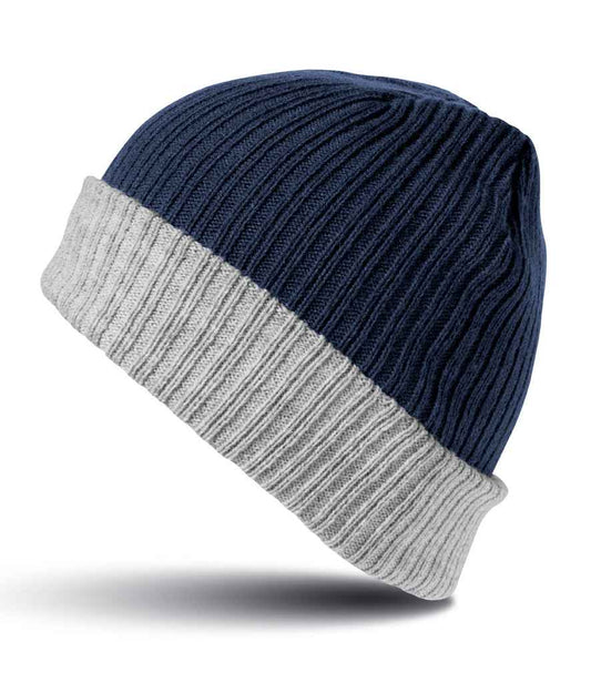 Result Double Layer Knitted Hat - Navy/Grey (RC378)