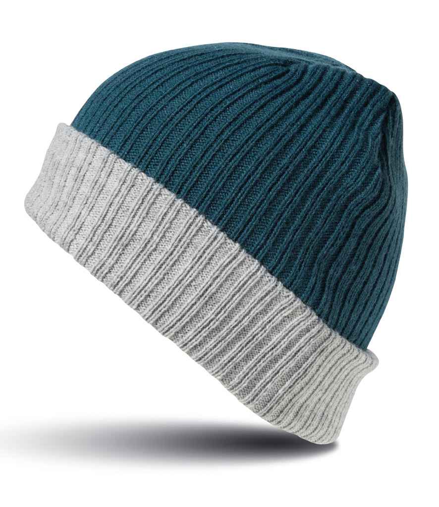 Result Double Layer Knitted Hat - Teal/Grey (RC378)