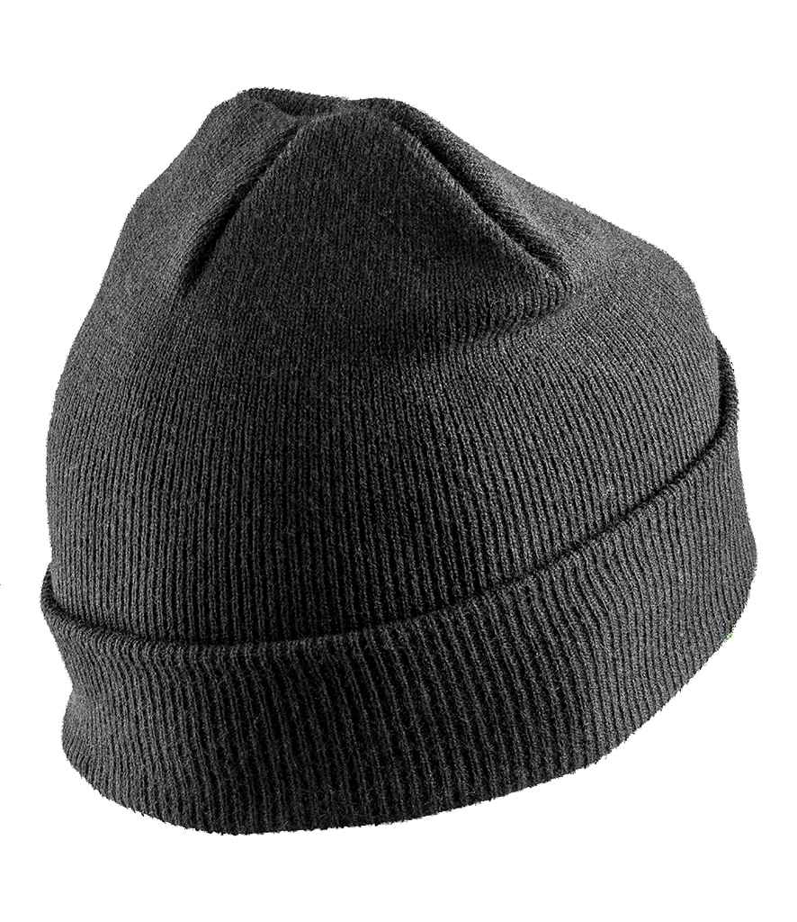 Result Genuine Recycled Double Knit Printers Beanie - Black (RC927)