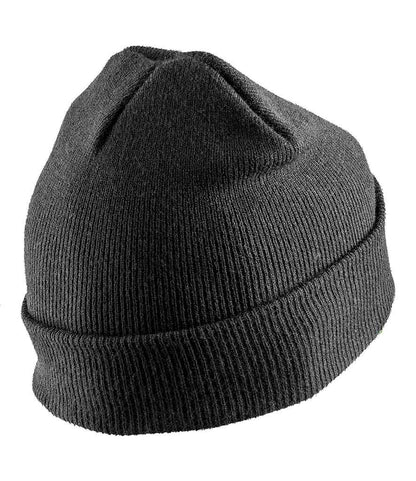 Result Genuine Recycled Double Knit Printers Beanie - Black (RC927)