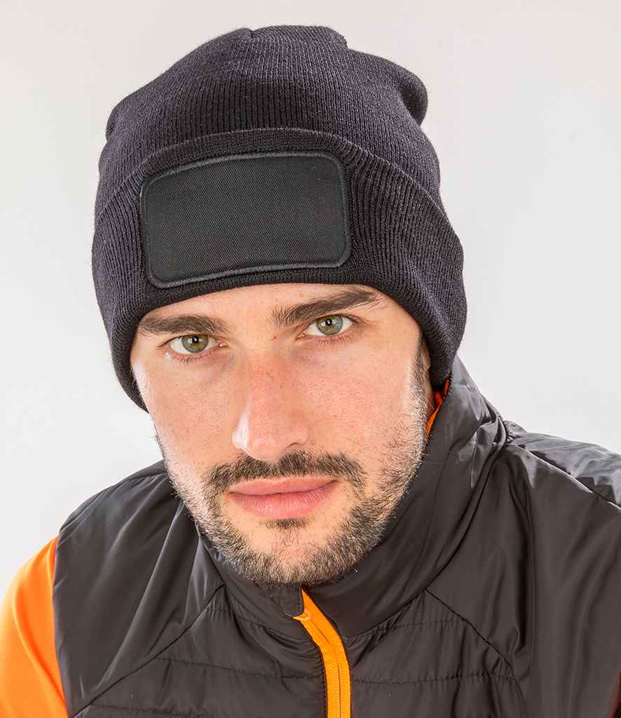 Result Genuine Recycled Double Knit Printers Beanie - Black (RC927)