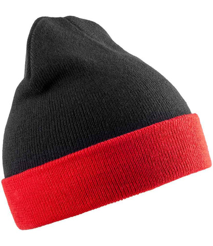 Result Genuine Recycled Compass Beanie - Black/Red (RC930)