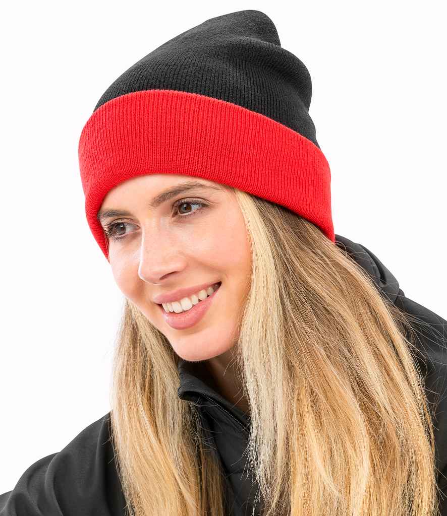 Result Genuine Recycled Compass Beanie - Black/Red (RC930)