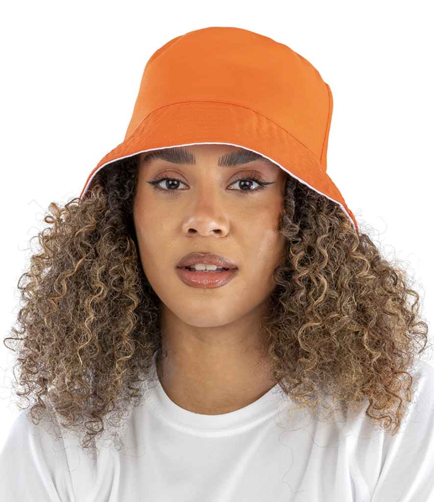 Result Genuine Recycled Core Reversible Bucket Hat - Orange/White (RC985)