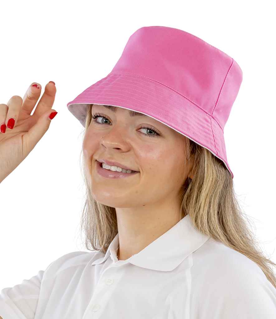 Result Genuine Recycled Core Reversible Bucket Hat - Pink/White (RC985)
