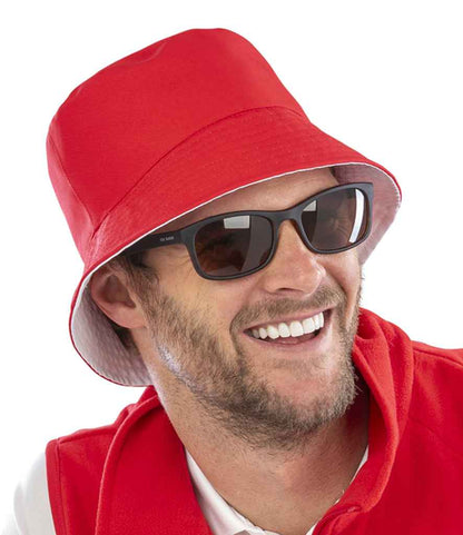 Result Genuine Recycled Core Reversible Bucket Hat - Red/White (RC985)