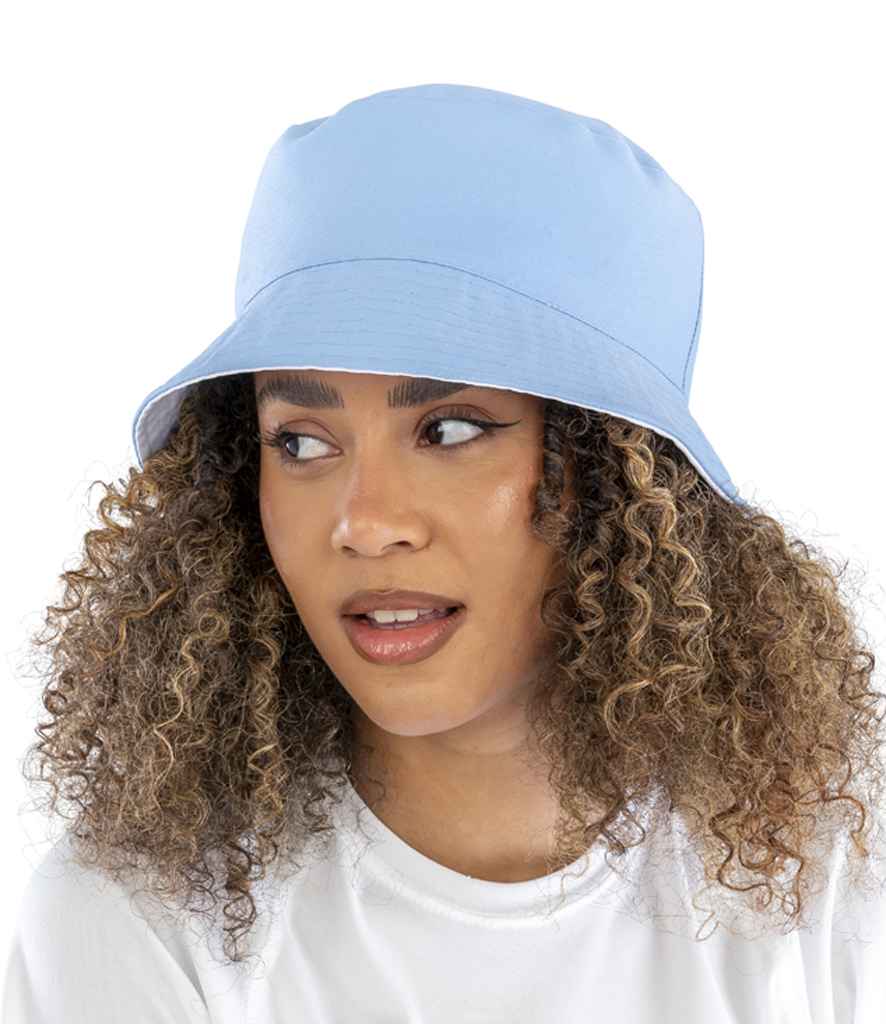 Result Genuine Recycled Core Reversible Bucket Hat - Sky Blue/White (RC985)