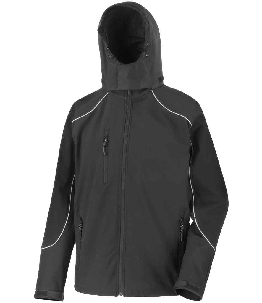 Result Work-Guard Hooded Soft Shell Jacket - Black/Black (RS118)