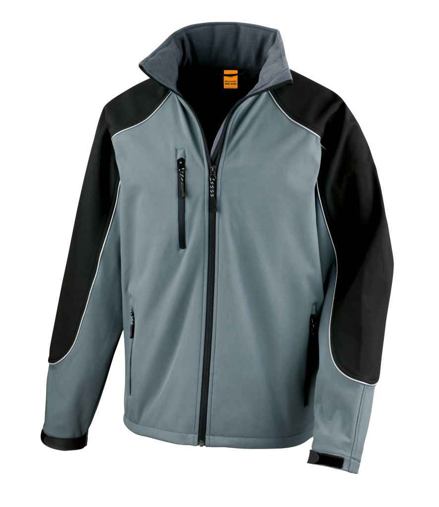Result Work-Guard Hooded Soft Shell Jacket - Grey/Black (RS118)