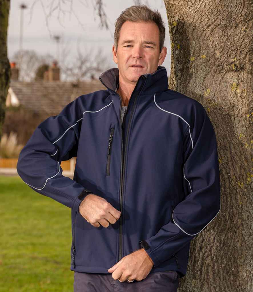 Result Work-Guard Hooded Soft Shell Jacket - Navy/Navy (RS118)