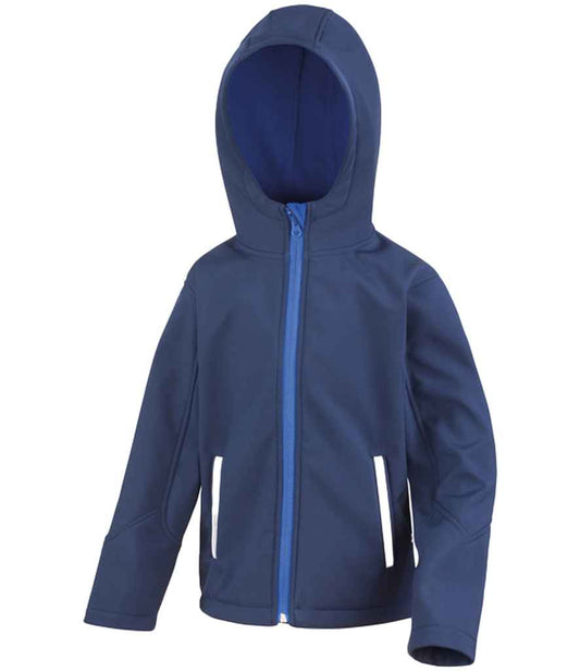 Result Core Kids TX Performance Hooded Soft Shell Jacket - Navy/Royal Blue (RS224B)