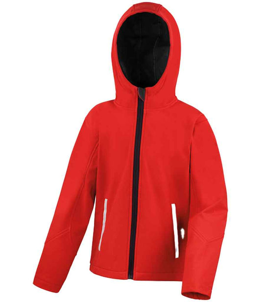 Result Core Kids TX Performance Hooded Soft Shell Jacket - Red/Black (RS224B)