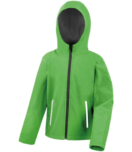 Result Core Kids TX Performance Hooded Soft Shell Jacket - Vivid Green/Black (RS224B)