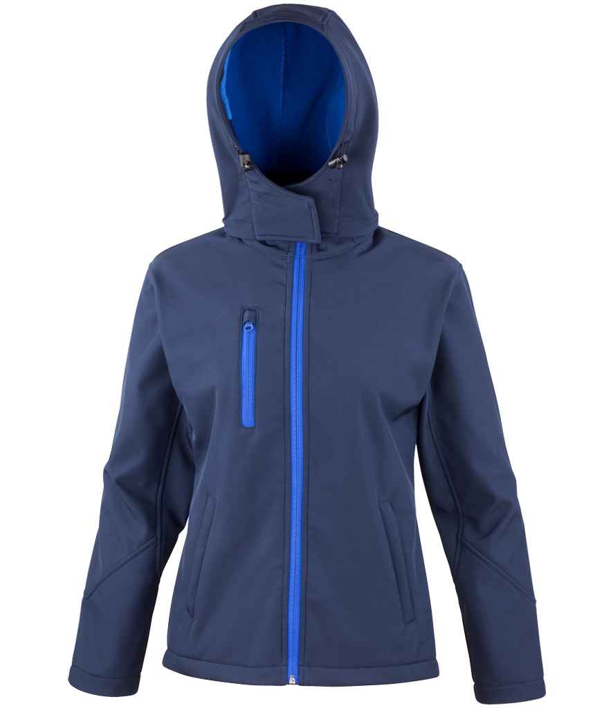 Result Core Ladies Hooded Soft Shell Jacket - Navy/Royal Blue (RS230F)