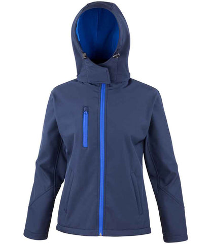 Result Core Ladies Hooded Soft Shell Jacket - Navy/Royal Blue (RS230F)