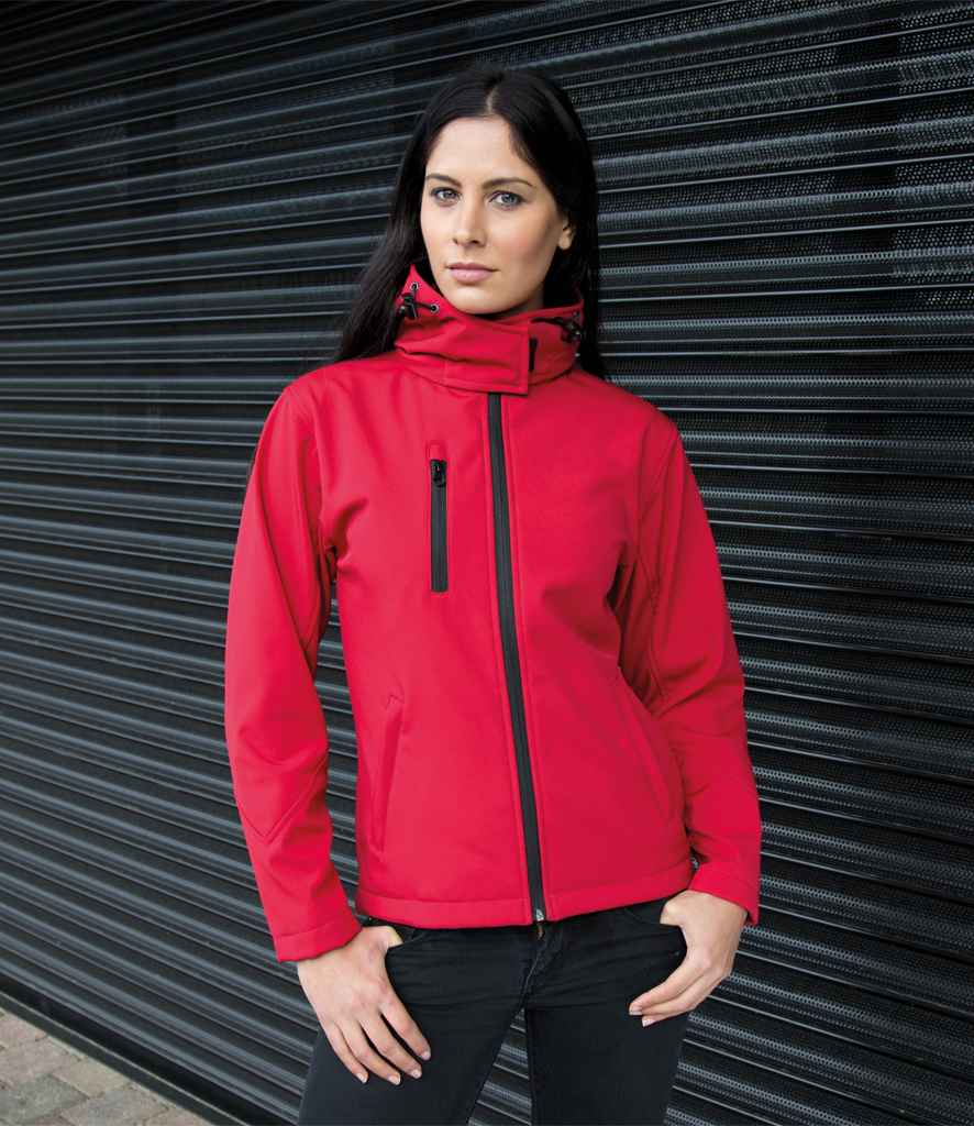 Result Core Ladies Hooded Soft Shell Jacket - Red/Black (RS230F)