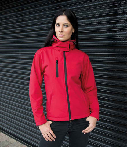 Result Core Ladies Hooded Soft Shell Jacket - Red/Black (RS230F)