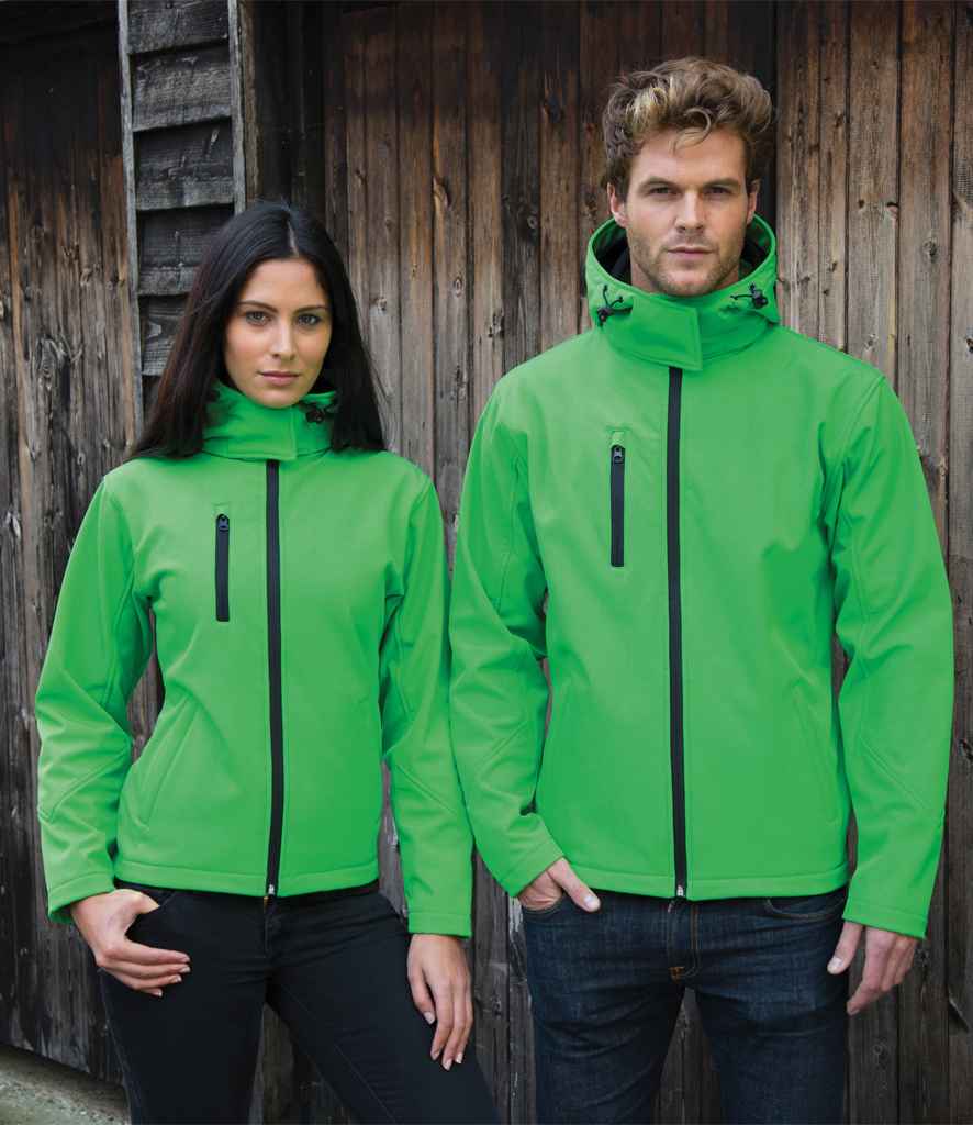Result Core Ladies Hooded Soft Shell Jacket - Vivid Green/Black (RS230F)