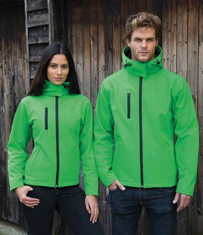 Result Core Ladies Hooded Soft Shell Jacket - Vivid Green/Black (RS230F)