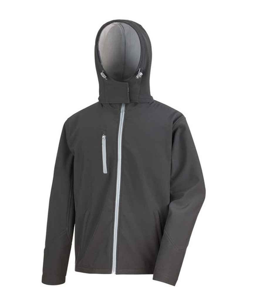 Result Core Hooded Soft Shell Jacket - Black/Grey (RS230M)