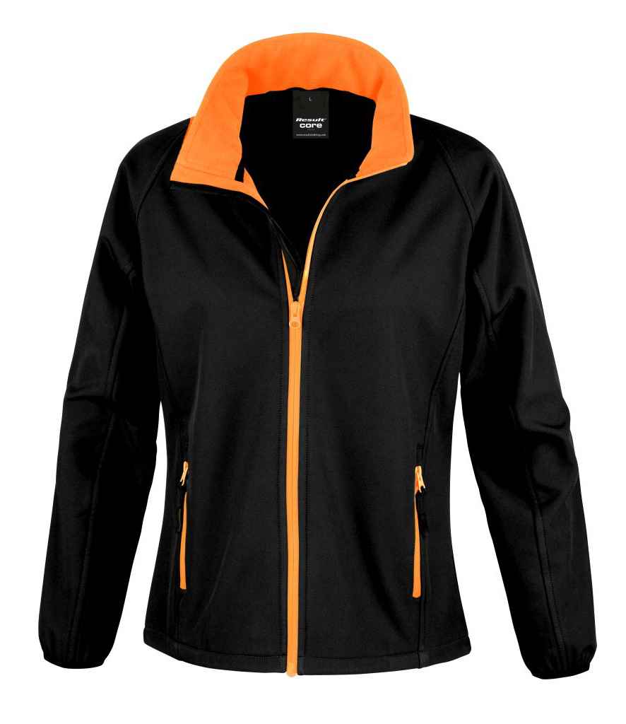 Result Core Ladies Printable Soft Shell Jacket - Black/Orange (RS231F)