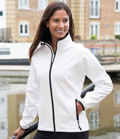 Result Core Ladies Printable Soft Shell Jacket - White/Black (RS231F)