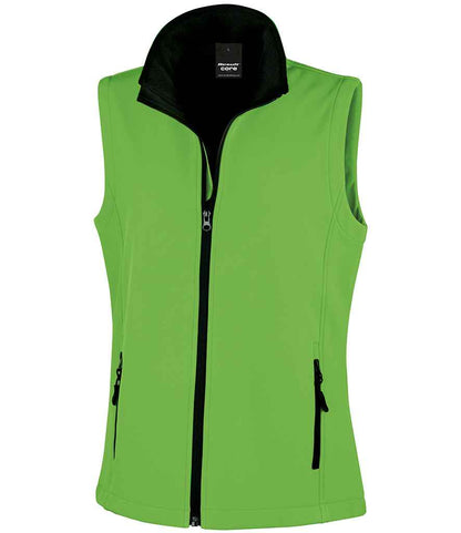 Result Core Ladies Printable Soft Shell Bodywarmer - Vivid Green/Black (RS232F)
