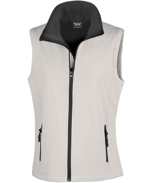 Result Core Ladies Printable Soft Shell Bodywarmer - White/Black (RS232F)