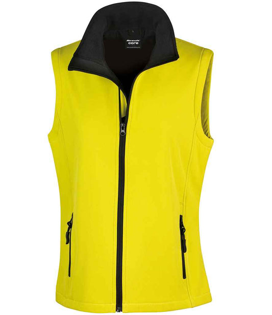 Result Core Ladies Printable Soft Shell Bodywarmer - Yellow/Black (RS232F)