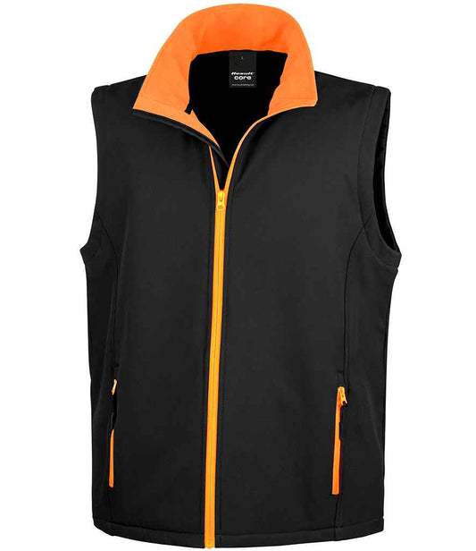 Result Core Printable Soft Shell Bodywarmer - Black/Orange (RS232M)