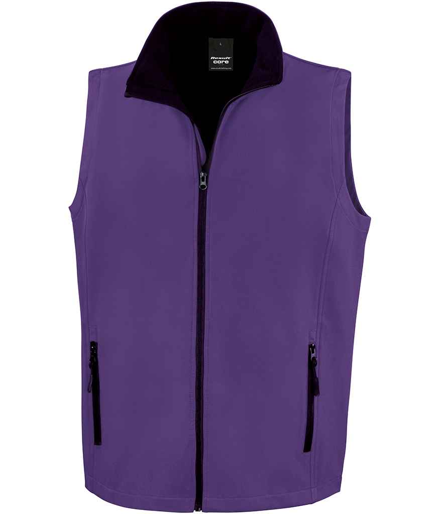 Result Core Printable Soft Shell Bodywarmer - Purple/Black (RS232M)