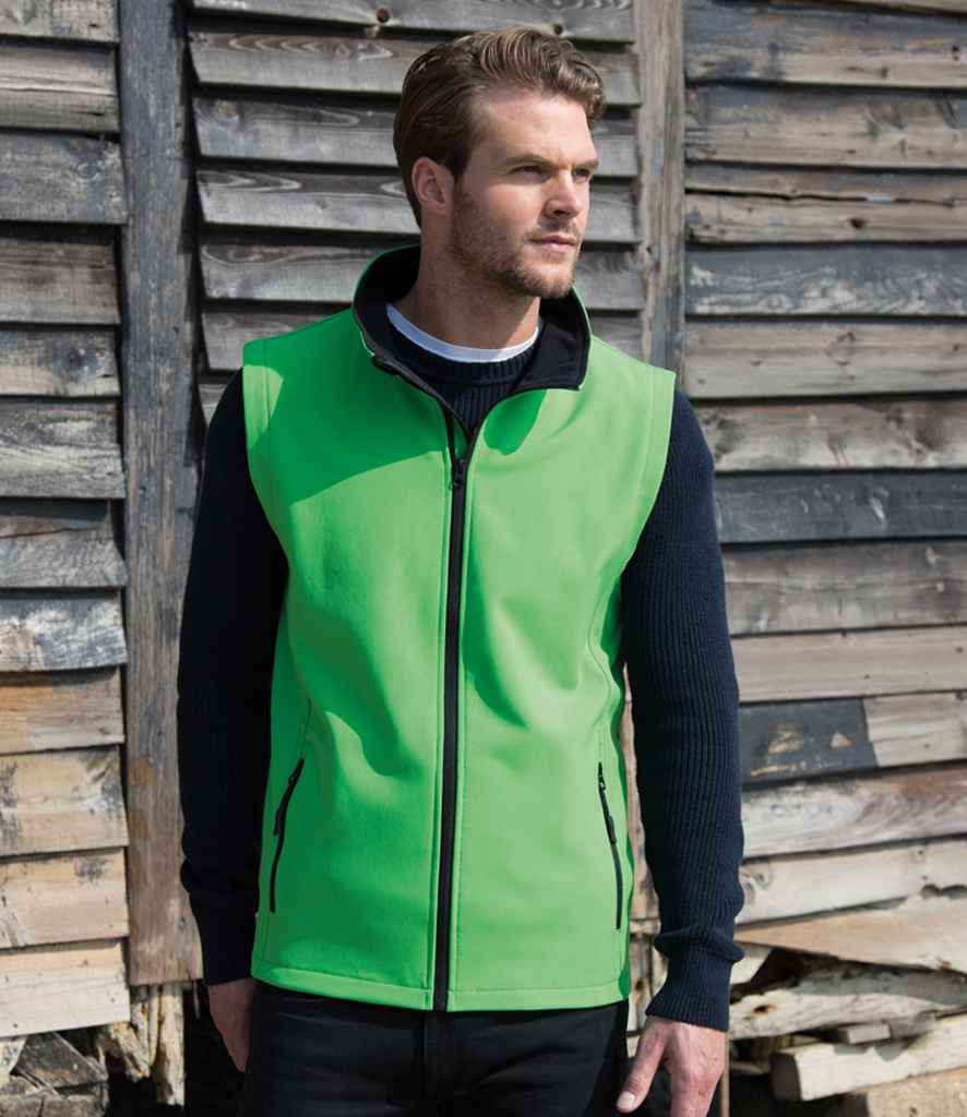 Result Core Printable Soft Shell Bodywarmer - Vivid Green/Black (RS232M)