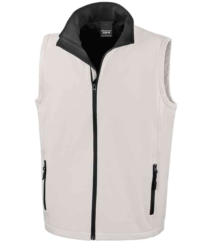 Result Core Printable Soft Shell Bodywarmer - White/Black (RS232M)