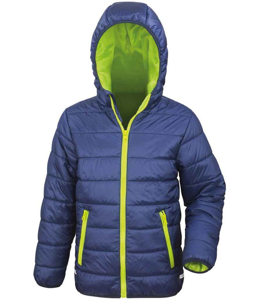 Result Core Kids Padded Jacket - Navy/Lime Green (RS233B)