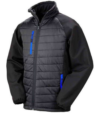 Result Genuine Recycled Compass Padded Jacket - Black/Royal Blue (RS237)