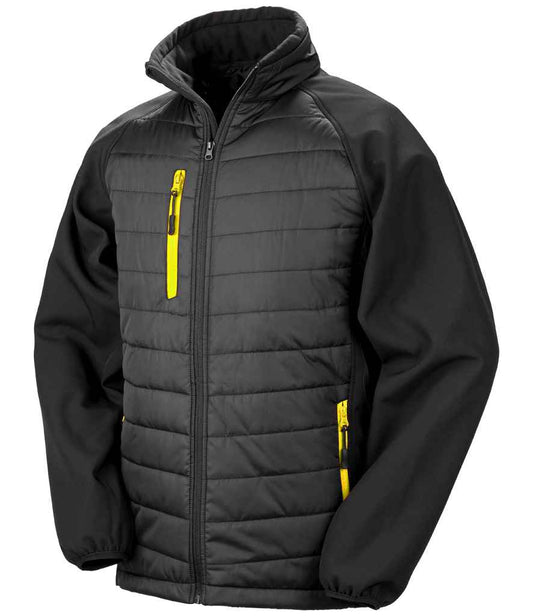 Result Genuine Recycled Compass Padded Jacket - Black/Yellow (RS237)