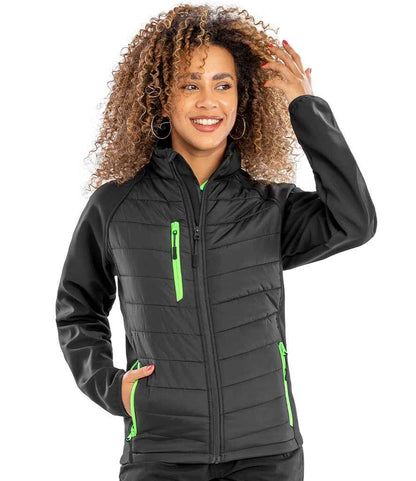 Result Genuine Recycled Compass Padded Jacket - Black/Lime Green (RS237)