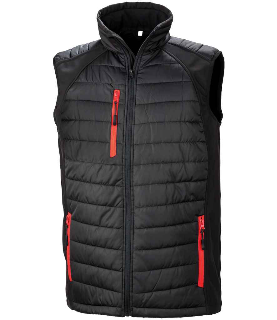 Result Genuine Recycled Compass Padded Gilet - Black/Red (RS238)