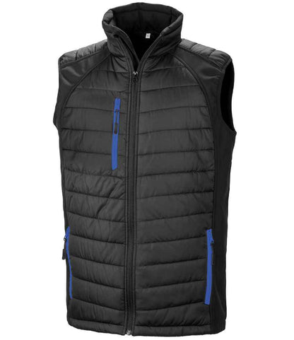 Result Genuine Recycled Compass Padded Gilet - Black/Royal Blue (RS238)