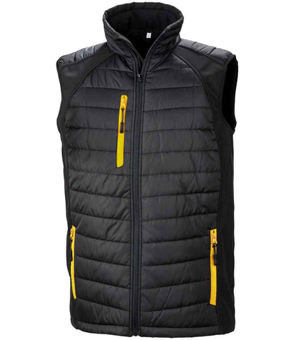 Result Genuine Recycled Compass Padded Gilet - Black/Yellow (RS238)
